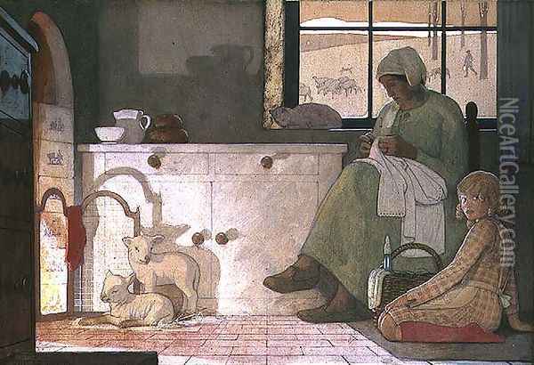 Study for The Foster Mother, 1925 Oil Painting - Frederick Cayley Robinson