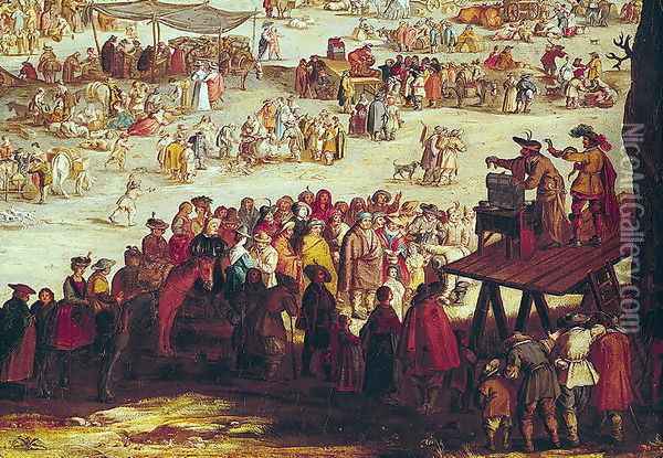 The Fair at Impruneta, detail of the right hand side, 1638 Oil Painting - Jacques Callot