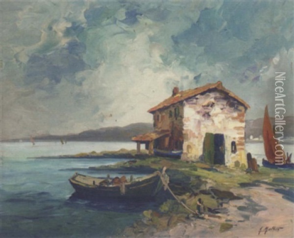 La Maison Du Pecheur, Provence Oil Painting - Adolphe Mathis