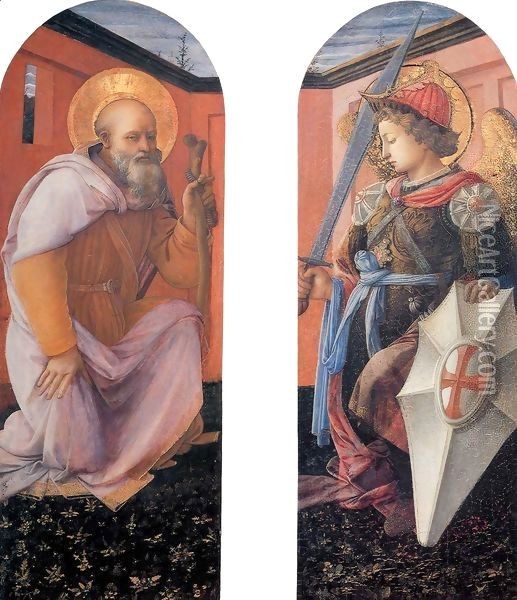 St Anthony Abbot and St Michael Oil Painting - Fra Filippo Lippi