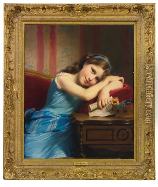 Daydreaming Oil Painting - Fritz Zuber-Buehler