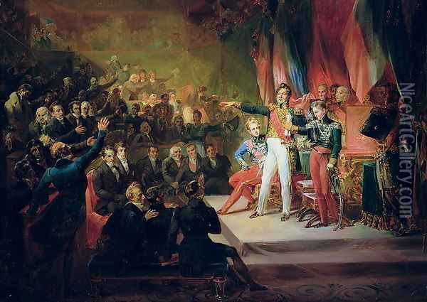 The Swearing-In of Louis-Philippe Oil Painting - Felix Auvray