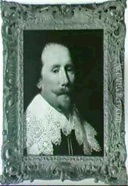 Portrait Of A Gentleman, Head And Shoulders Oil Painting - Jan Anthonisz Van Ravesteyn