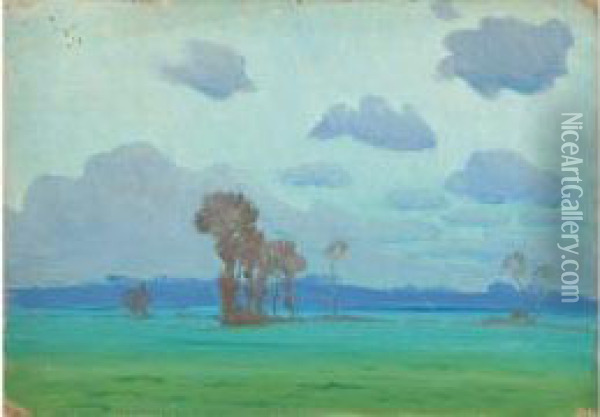  Prairie A La Fin Du Jour  Oil Painting - Charles Victor Guilloux