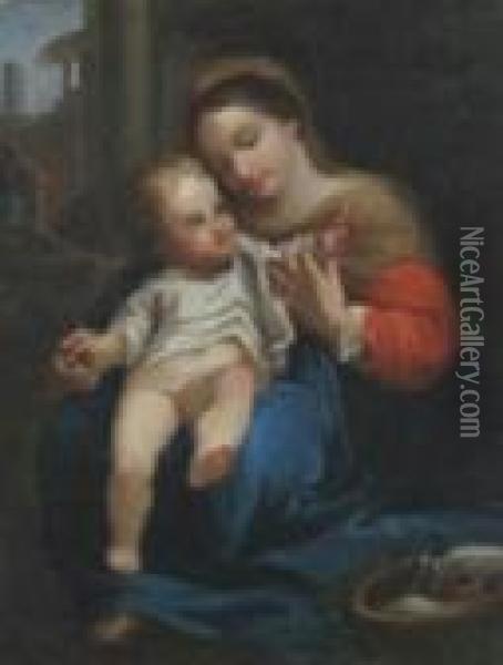 Madonna Col Bambino Oil Painting - Pierre Le Romain I Mignard