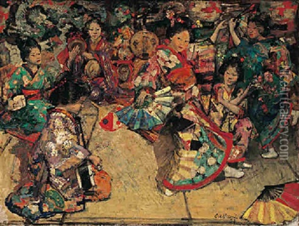 Japanese Dancing Girls Oil Painting - William McTaggart