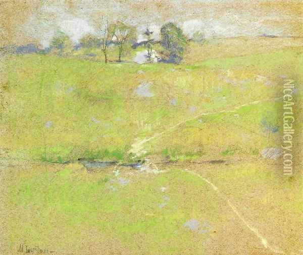 Path In The Hills Branchville Connecticut Oil Painting - John Henry Twachtman