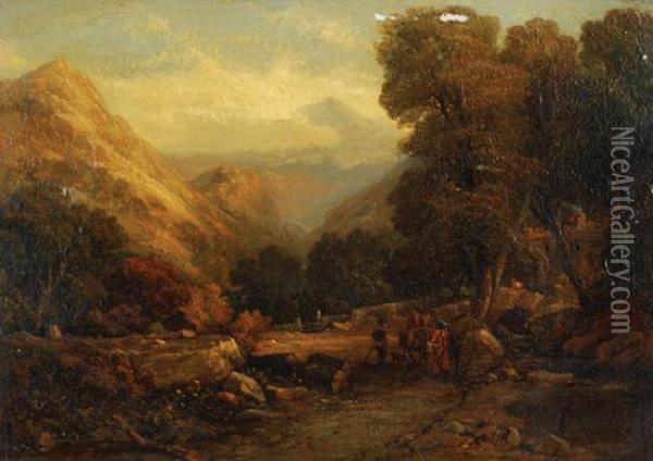 [view In Snowdonia] Oil Painting - William Evans Of Bristol