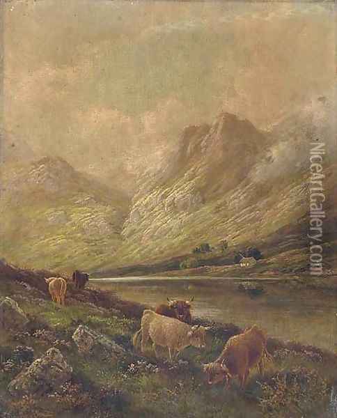 Highland cattle Oil Painting - Albert Dunnington
