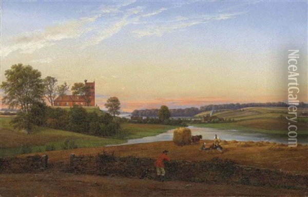 View From Bavnebakken Near Soro, Denmark Oil Painting - Johan Christian Dahl