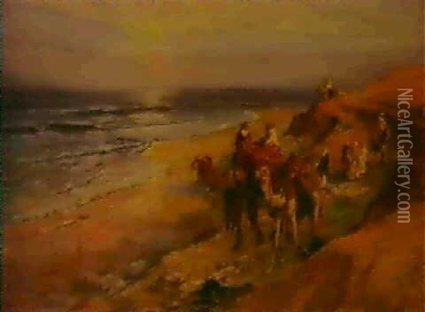 Sur La Cote De Tanger L'attantique Oil Painting - Frederick Arthur Bridgman