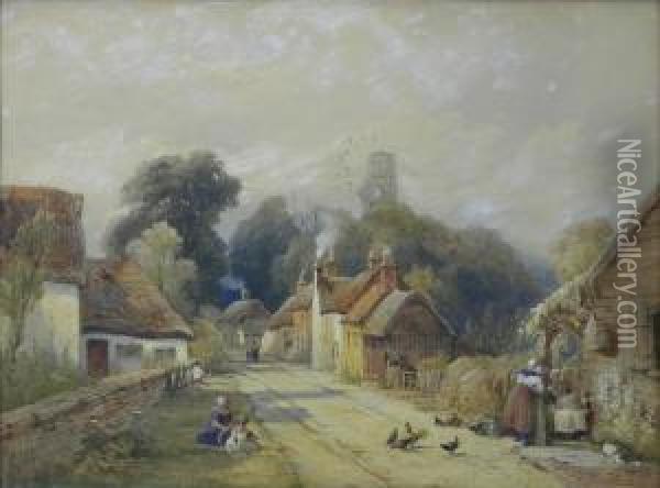 Village In Sussex Oil Painting - Edward R.W.S Duncan
