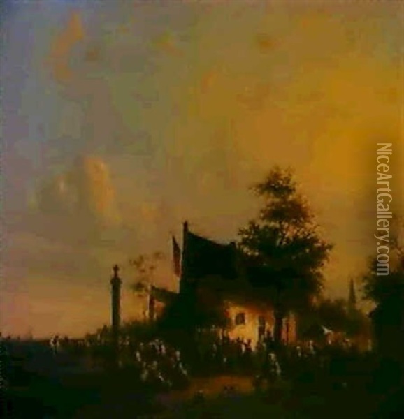 Jour De Fete Au Village Oil Painting - Henri Joseph Gommarus Carpentero