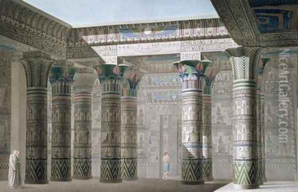 Interior perspective view from the portico of the Grand Temple on the Island of Philae Oil Painting - Le Pere