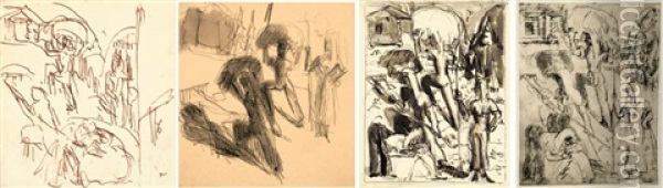 Heuernte (+ 3 Others Incl. 1 Etching W/drypoint, Various Sizes; 4 Works ) Oil Painting - Ernst Ludwig Kirchner