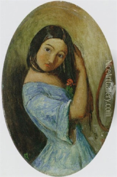 A Young Girl Combing Her Hair Oil Painting - John Everett Millais