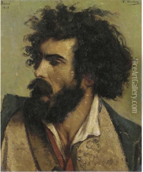 Head Of A Bearded Italian Oil Painting - Emile Wauters