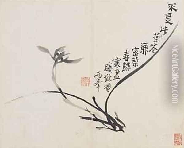 Landscapes Flowers and Birds Orchid Qing Dynasty 1780 Oil Painting - Ping Luo