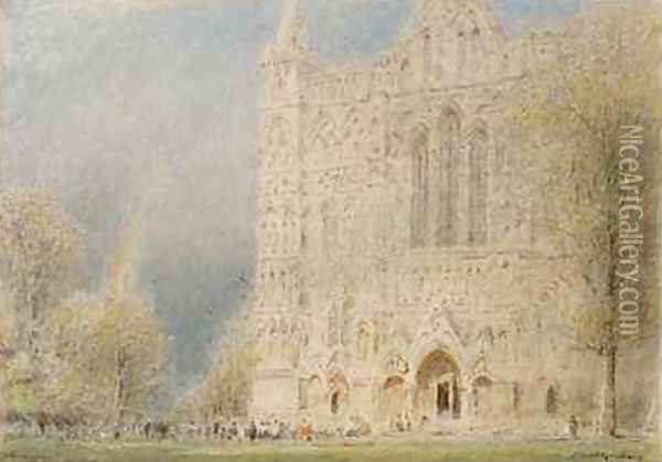 Salisbury Cathedral Oil Painting - Albert Goodwin