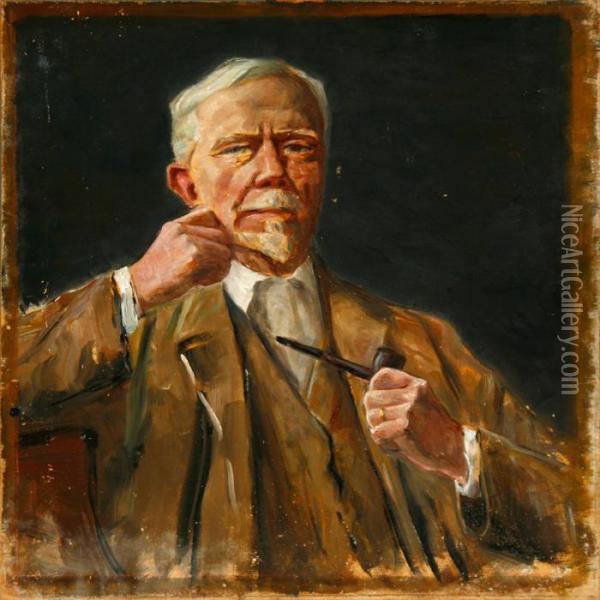 The Artist's Selfportraits Oil Painting - Johan Gudmann Rohde