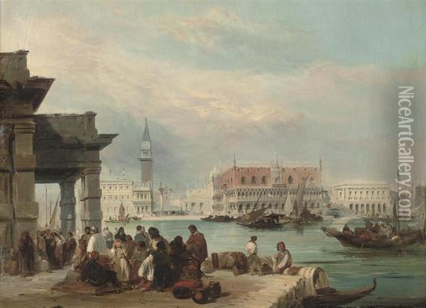 The Molo, From The Dogana, Venice Oil Painting - Edward Pritchett