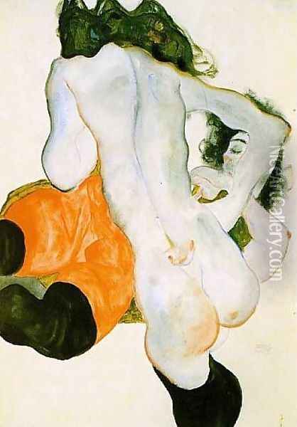 Two Women 2 Oil Painting - Egon Schiele
