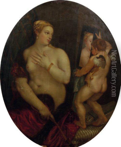 Venus A Sa Toilette Oil Painting - Tiziano Vecellio (Titian)