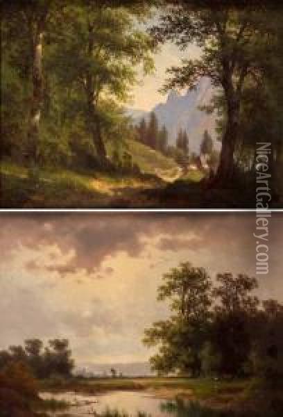 Pair Of Oils On Panel Oil Painting - Carl Hasch