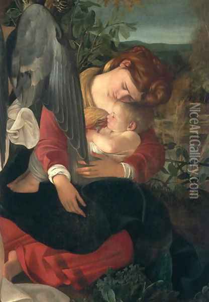 Rest during the flight into Egypt (detail-5) Oil Painting - Caravaggio