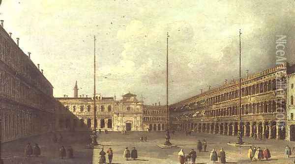 The Piazza San Marco Venice with figures Oil Painting - Francesco Guardi