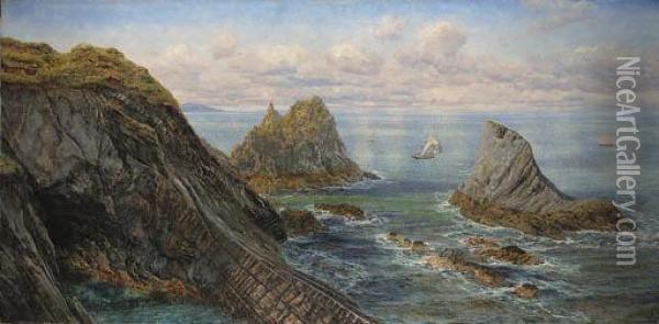 A Coastal Landscape Oil Painting - John Edward Brett