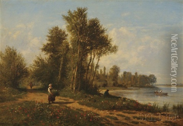 Site De Bougival (mai Et Ses Fleurs) Oil Painting - Emile Charles Lambinet