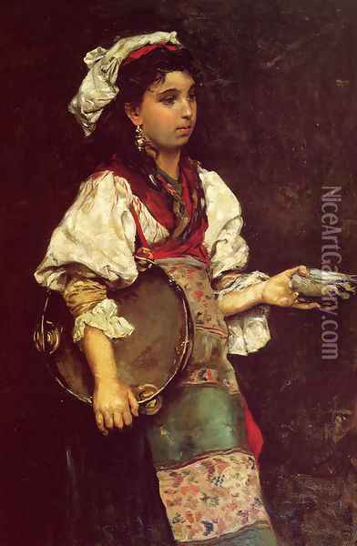 Spanish Girl Oil Painting - Julius LeBlanc Stewart