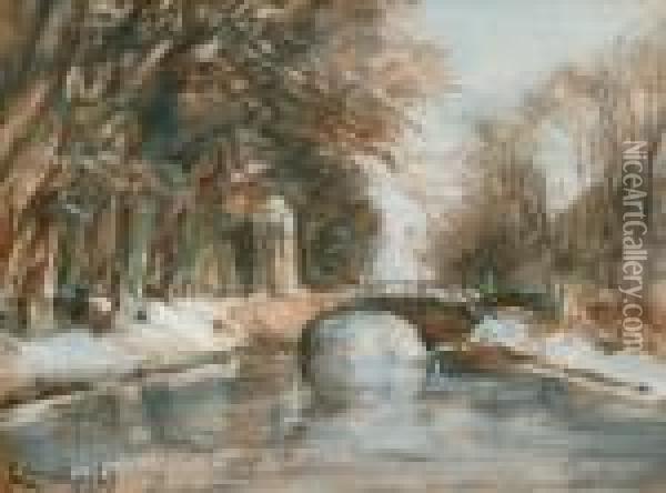 Winterliche Fluslandschaft Oil Painting - Louis Apol