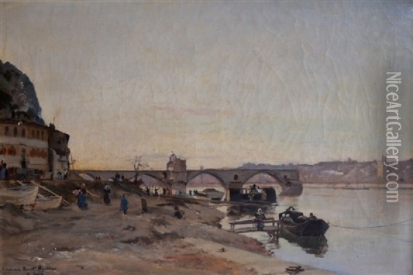 Le Pont D'avignon, Berges Animees Oil Painting - Paul (Jean Marie) Sain