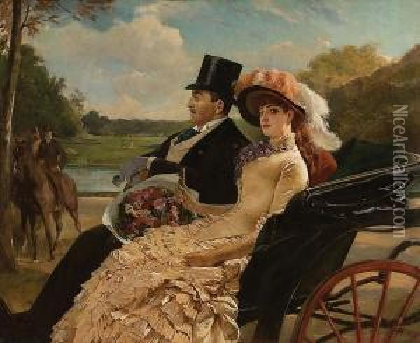 A Ride In The Park Oil Painting - Henry Guillaume Schlesinger