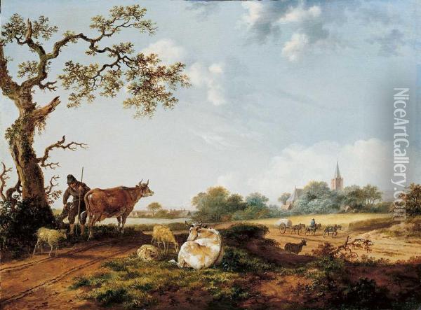Landschaft Mit Hirten Oil Painting - Fredericus Theodorus Renard