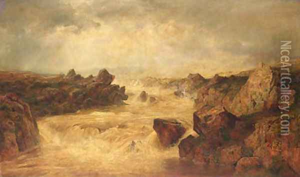 Mountain Flood, County Mayo, Ireland Oil Painting - Henry Albert Hartland