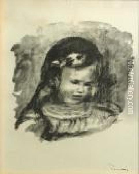 Claude Renoir, La Tete Baisee, From Douze Lithographies Originales... Oil Painting - Pierre Auguste Renoir