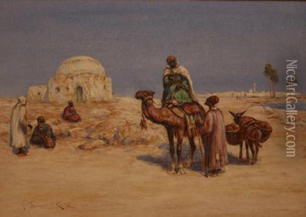 A Wayside Chat, Egypt Oil Painting - Arthur Keith
