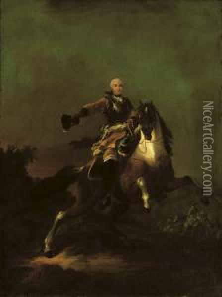 A Soldier, Said To Be Hermann Moritz, Count Of Saxony Oil Painting - Francesco Giuseppe Casanova