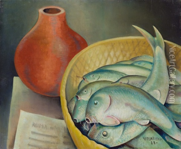 Stillleben Mit Fischen Oil Painting - Viktor Planckh