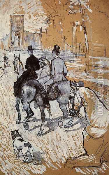 Horsemen Riding in the Bois de Boulogne Oil Painting - Henri De Toulouse-Lautrec