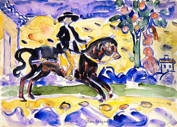 The Rider ca 1912 Oil Painting - Maurice Brazil Prendergast