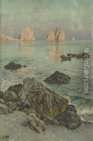 Faraglioni Oil Painting - Antonino Leto