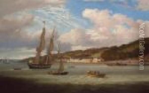 View Of Rhu With The Comet Steamship On The River Clyde,dumbartonshire Oil Painting - John Fleming