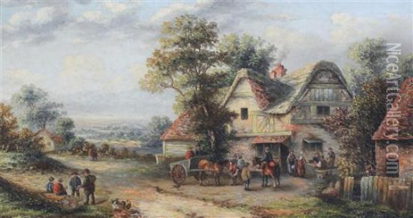Village Scenes; Near Guildford & Near Ockley Oil Painting - Masters Edward