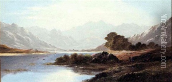 Moorland Loch Oil Painting - Charles Leslie