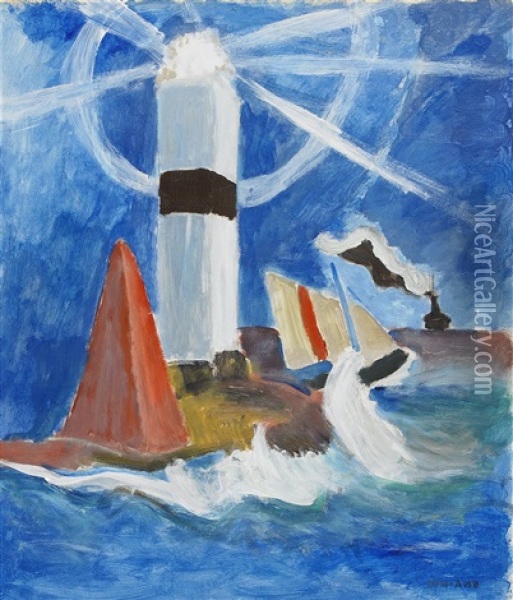 Pa Havet Oil Painting - John Jon-And