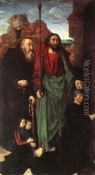 Sts. Anthony and Thomas with Tommaso Portinari 1476-79 Oil Painting - Hugo Van Der Goes